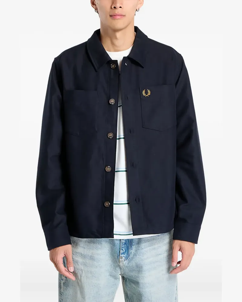 Fred Perry logo-embroidered overshirt - Blau Blau