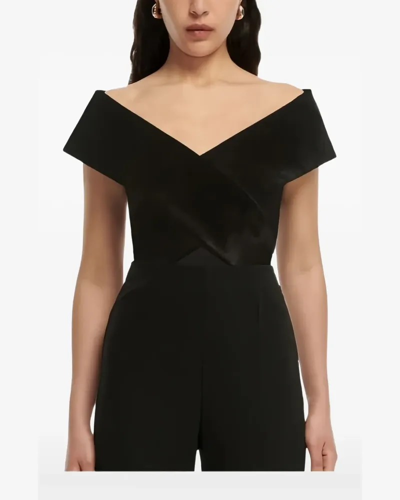 Roland Mouret Schulterfreies Cropped-Top in Samtoptik - Schwarz Schwarz