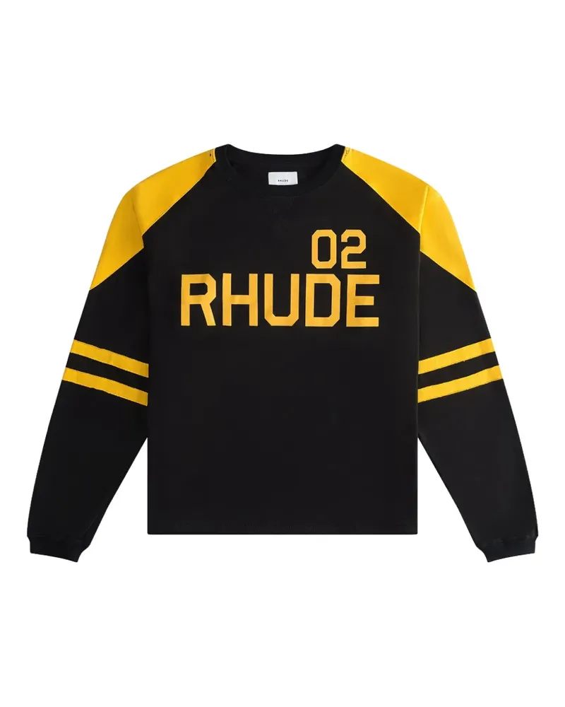 RHUDE Langarmshirt mit Logo-Print - Schwarz Schwarz