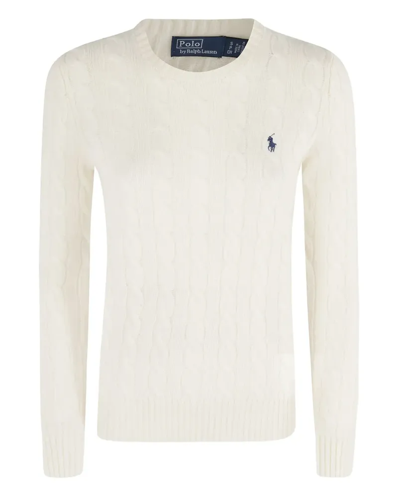 Ralph Lauren Zopfmuster-Pullover mit Logo-Stickerei - Weiß Weiß