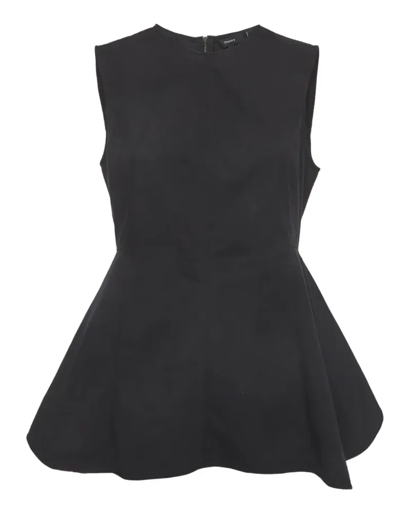 Theory Top mit Schößchen - Schwarz Schwarz