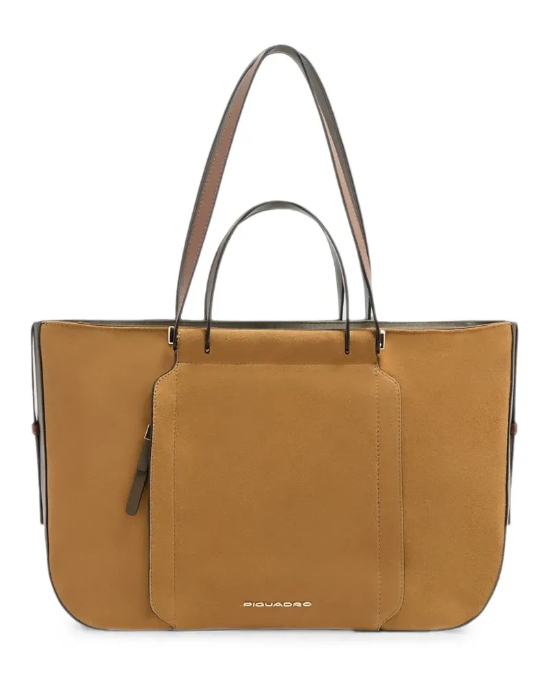 Piquadro logo-plaque laptop tote bag - Braun Braun
