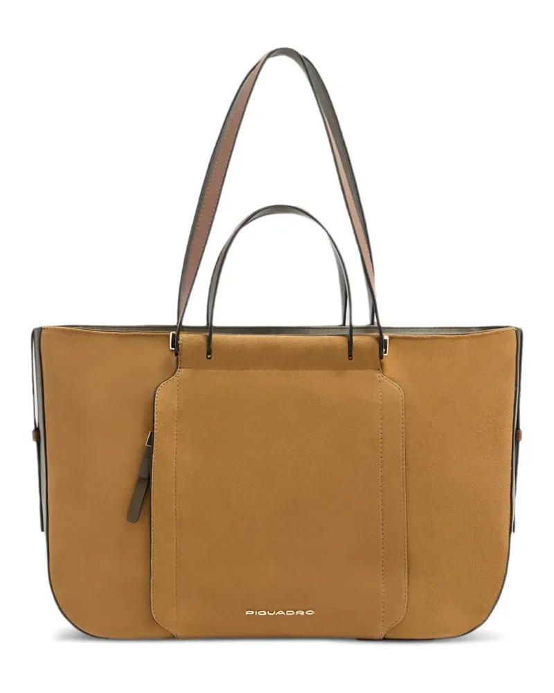 Piquadro Laptoptasche mit Logo-Schild - Braun Braun