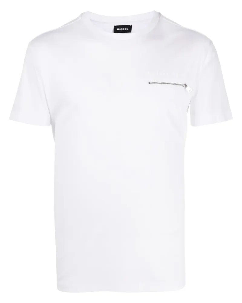 Diesel T-Shirt mit Reißverschlusstasche - Weiß Weiß