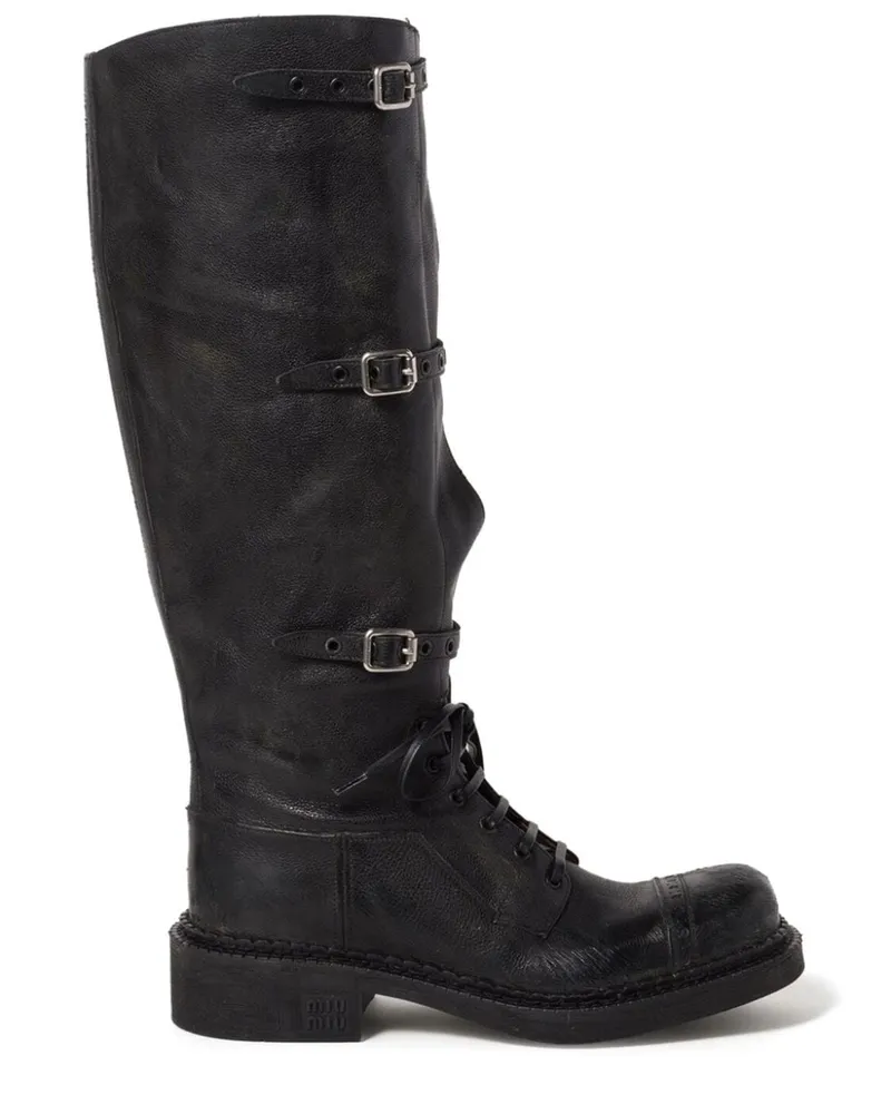 Miu Miu Stiefel mit Schnallen Schwarz