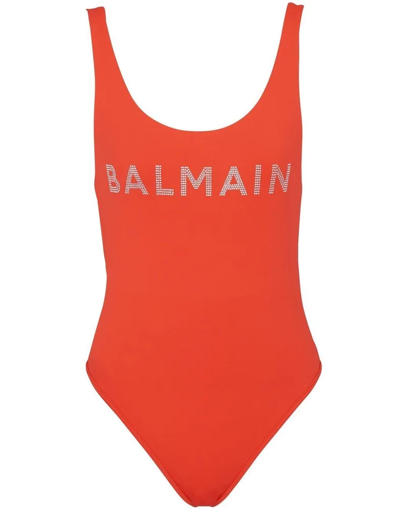 Balmain Badeanzug mit Logo-Print - Rot Rot