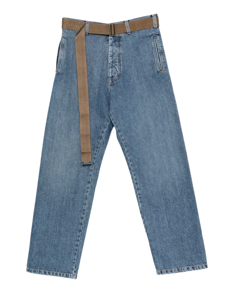 PLAN C belted straight-leg jeans - Blau Blau
