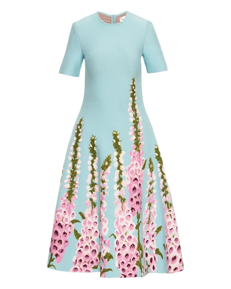 Oscar de la Renta Foxglove Jacquard-Kleid - Blau Blau