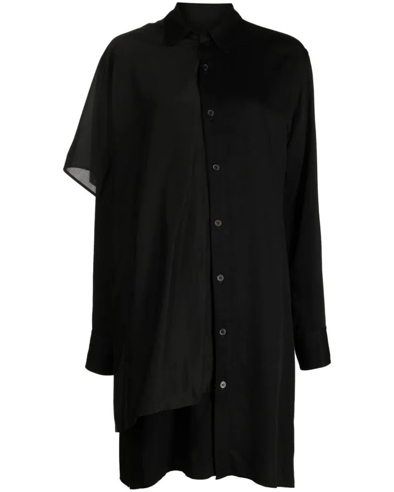 Yohji Yamamoto Hemdkleid aus Satin - Schwarz Schwarz
