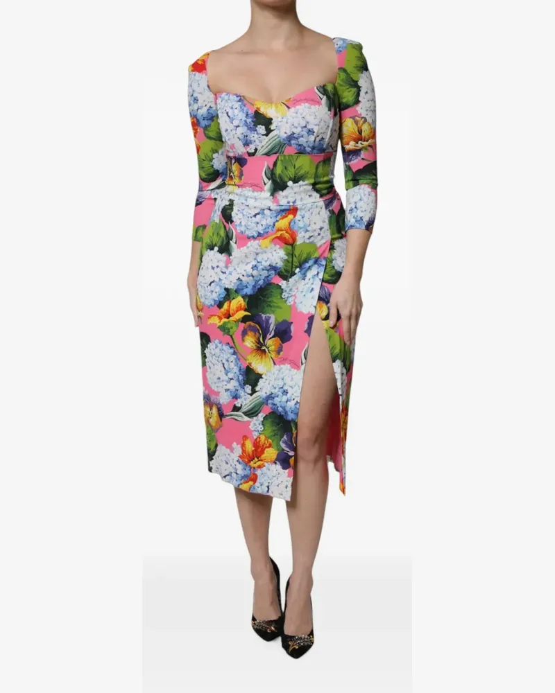 Dolce & Gabbana floral-print side-slit dress - Rosa Rosa