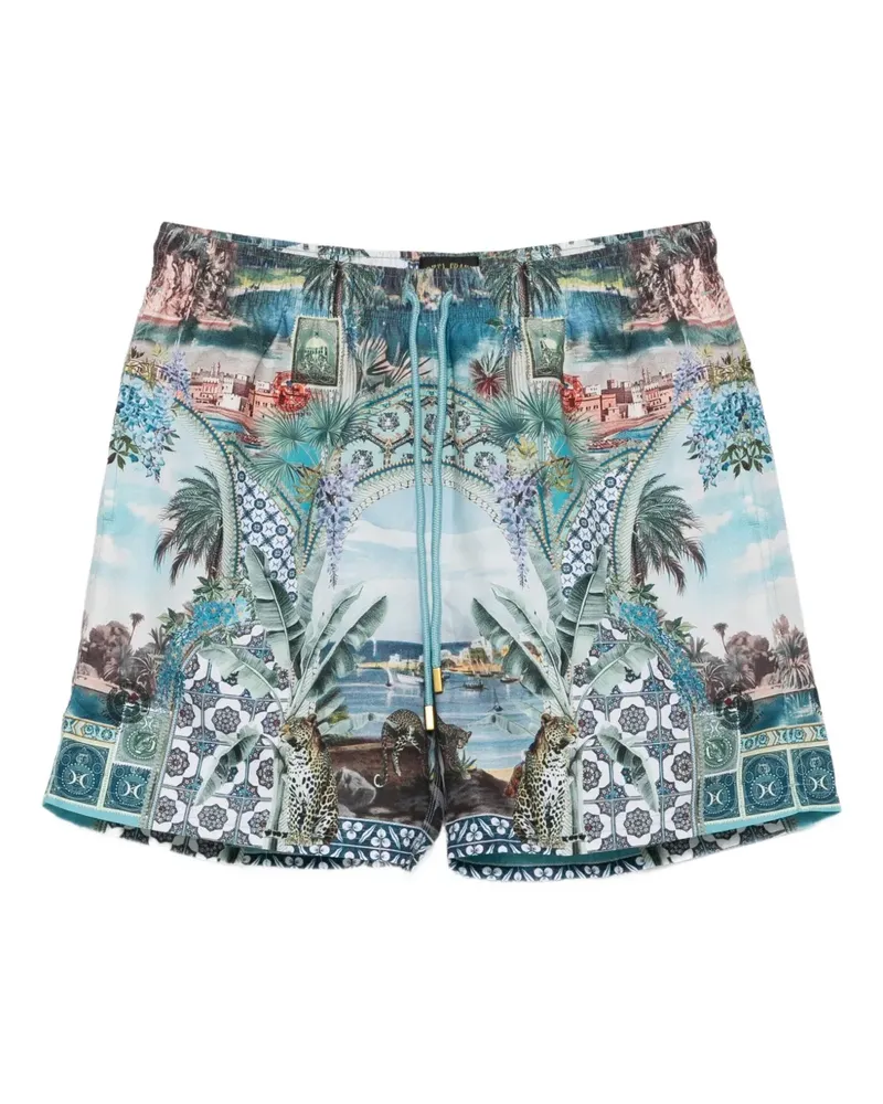 Camilla Shorts mit Leoparden-Print - Blau Blau