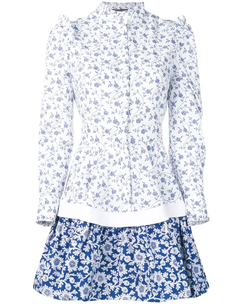 Alexander McQueen Kleid mit Blumenmuster - Blau Blau