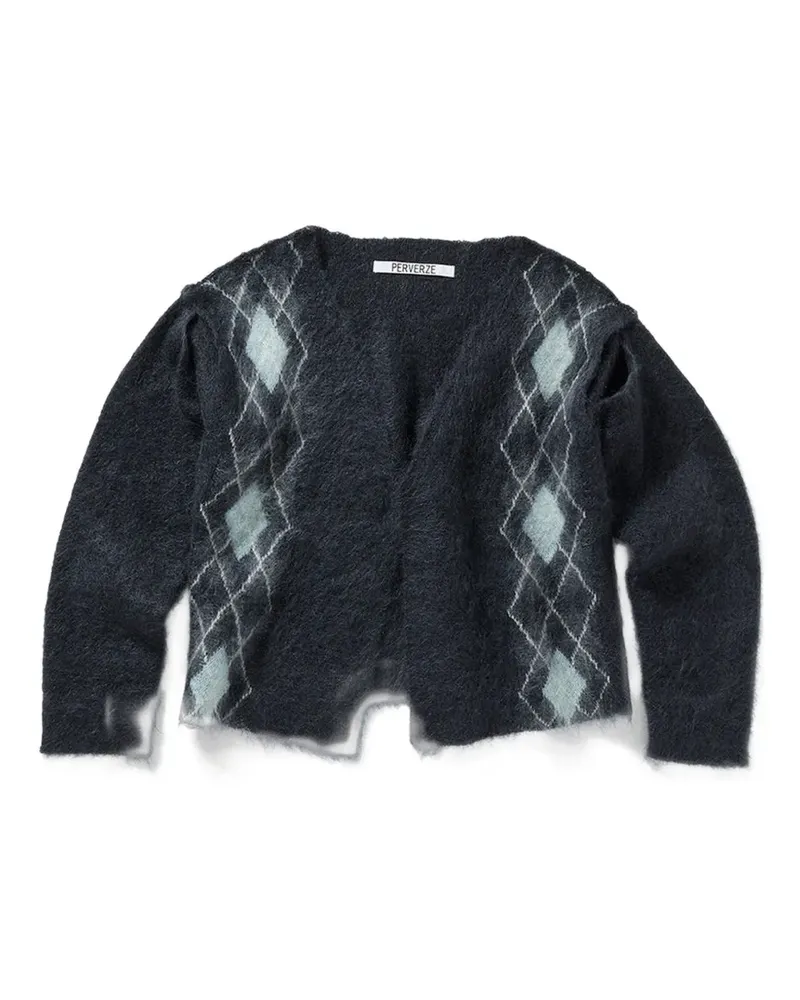 PERVERZE argyle-knit slit cardigan - Grau Grau