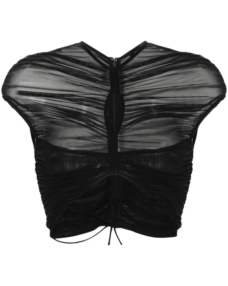 Thierry Mugler Cropped-Netzoberteil - Schwarz Schwarz