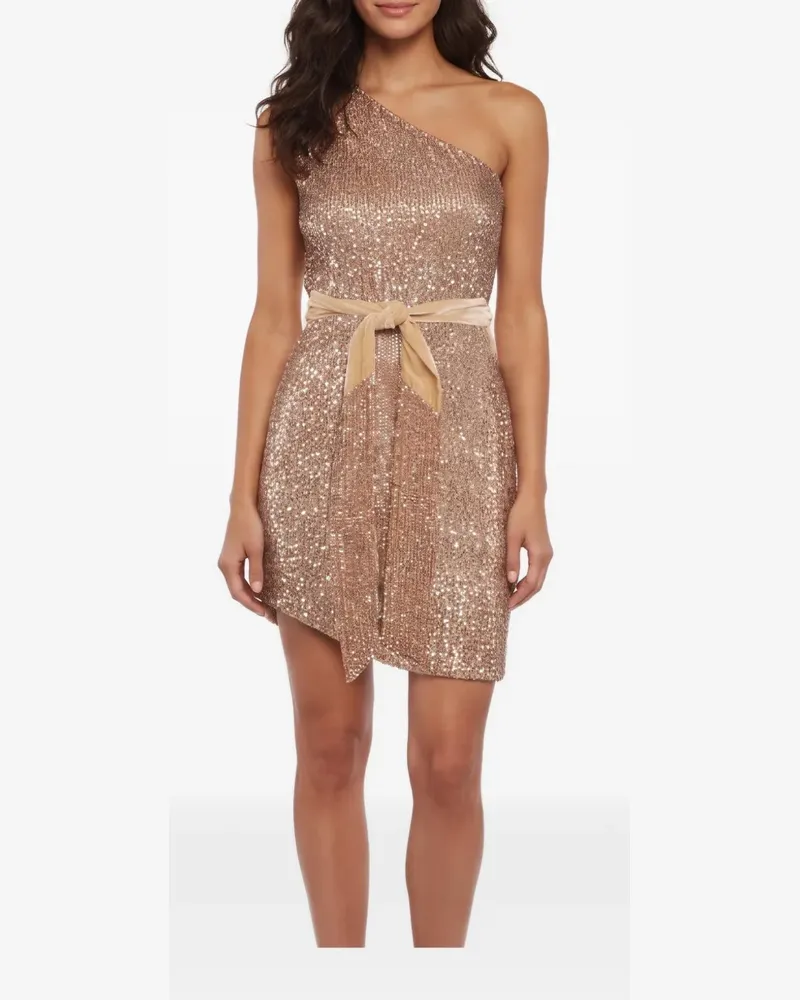Retrofête Einschultriges Minikleid mit Pailletten - Gold Gold