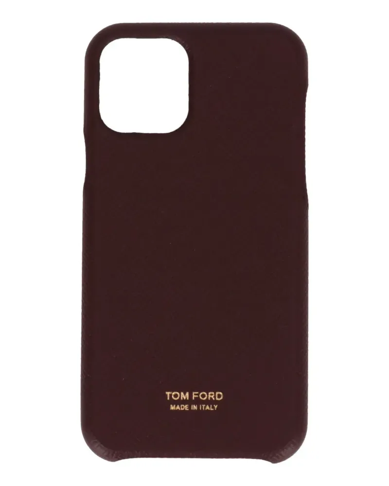 Tom Ford logo-print grained-leather iPhone case - Braun Braun
