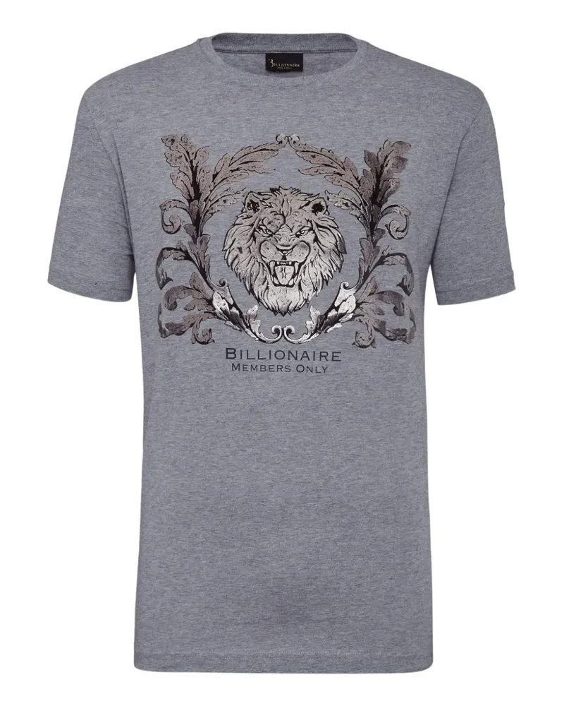 Billionaire T-Shirt mit Löwen-Print und rundem Ausschnitt - Grau Grau