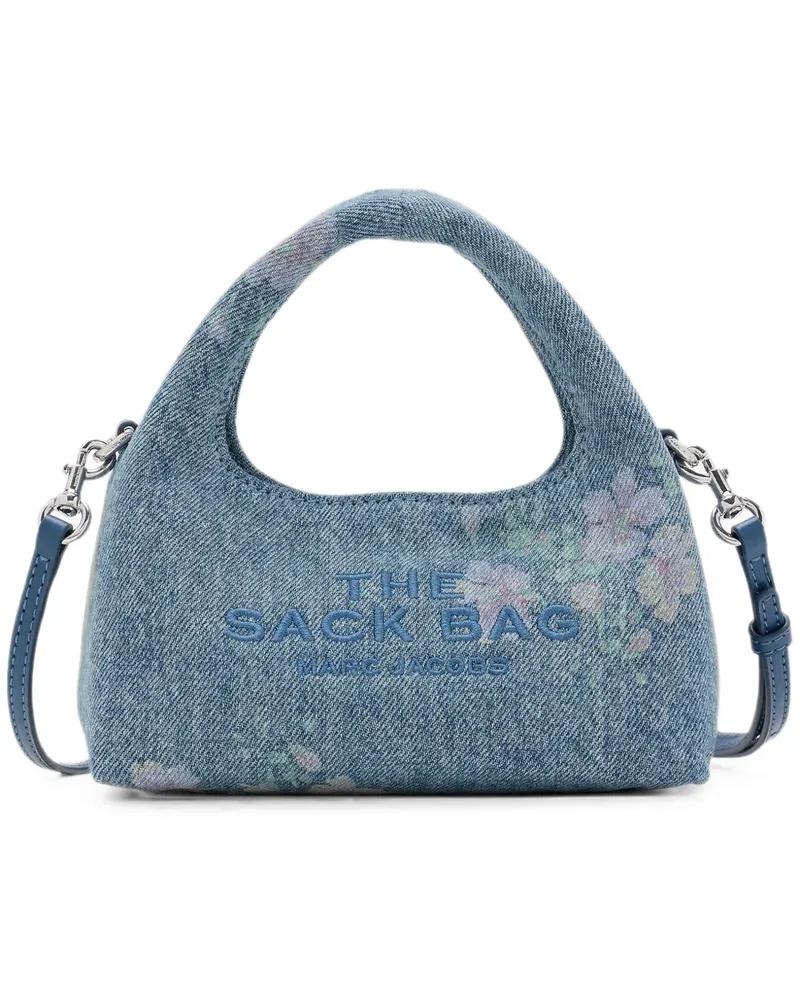 Marc Jacobs Micro Sack Umhängetasche aus antikem Denim mit Blumen - Blau Blau