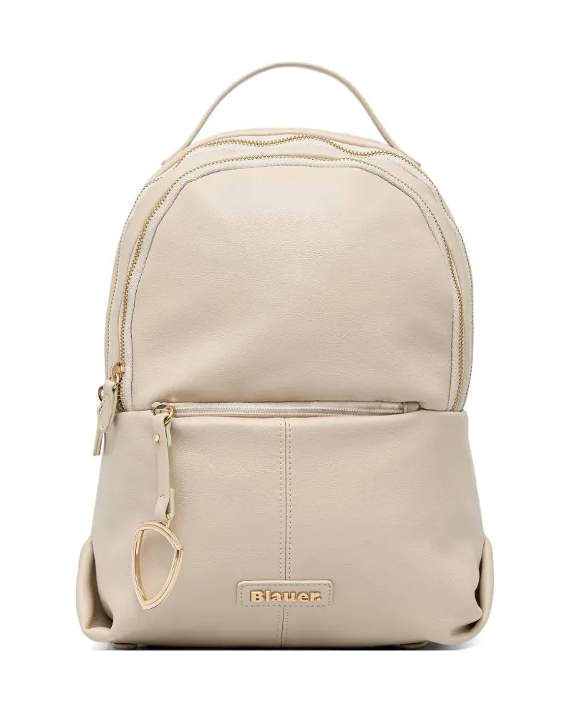Blauer logo-plaque pebbled backpack - Weiß Weiß