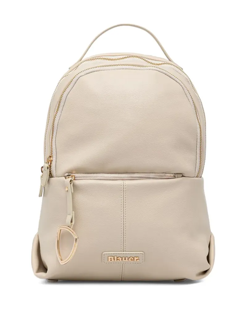 Blauer logo-plaque pebbled backpack - Weiß Weiß