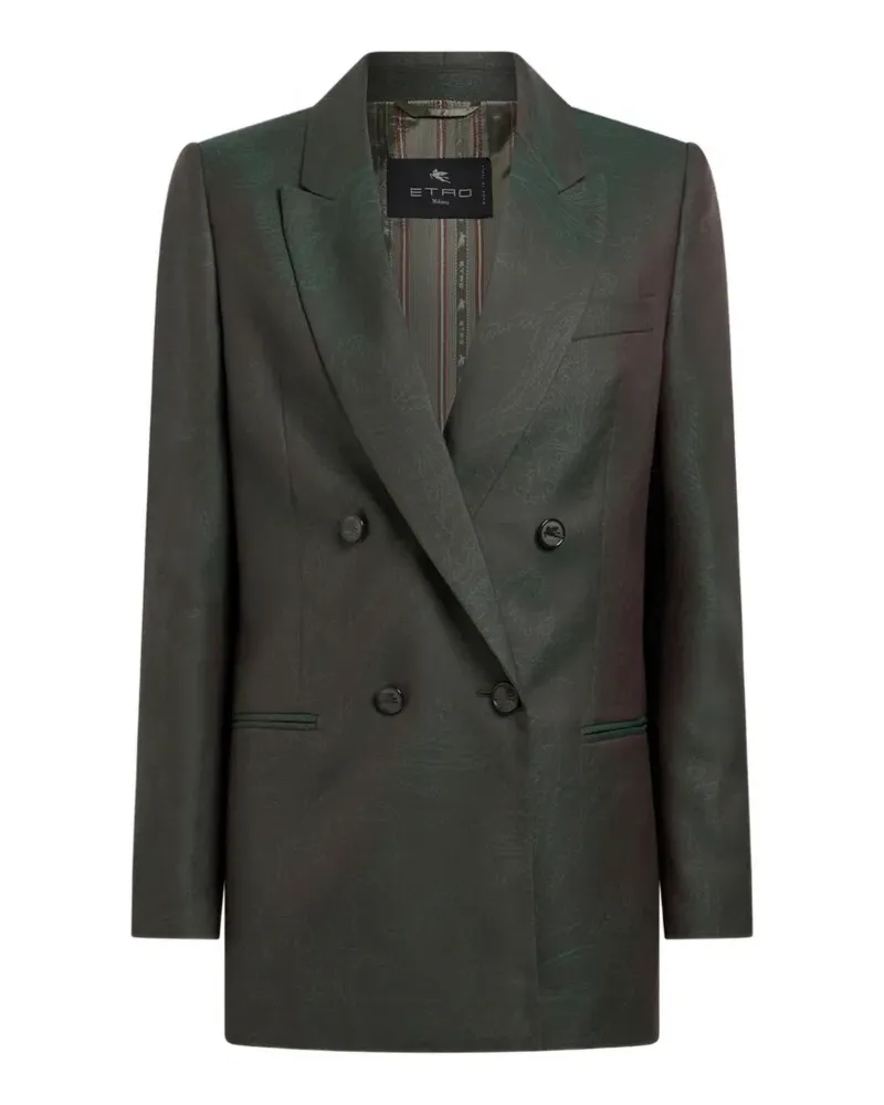 Etro double-breasted wool jacquard jacket with Paisley motif - Grün Grün