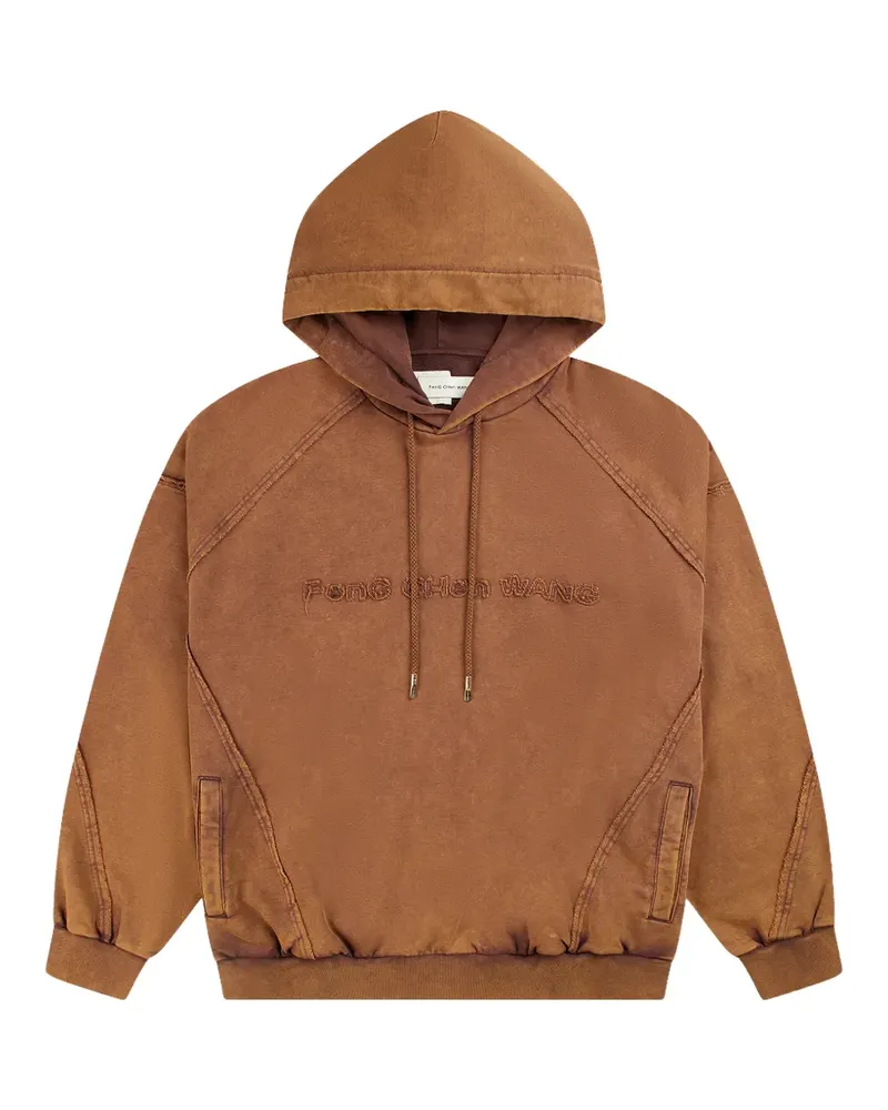 Feng Chen Wang Ausgeblichener Hoodie mit Logo-Stickerei - Braun Braun