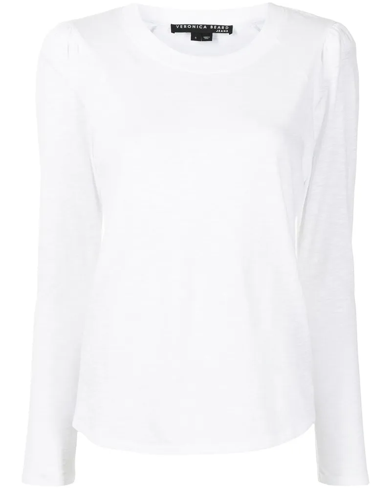 Veronica Beard Langarmshirt mit Rundhalsausschnitt - Weiß Weiß