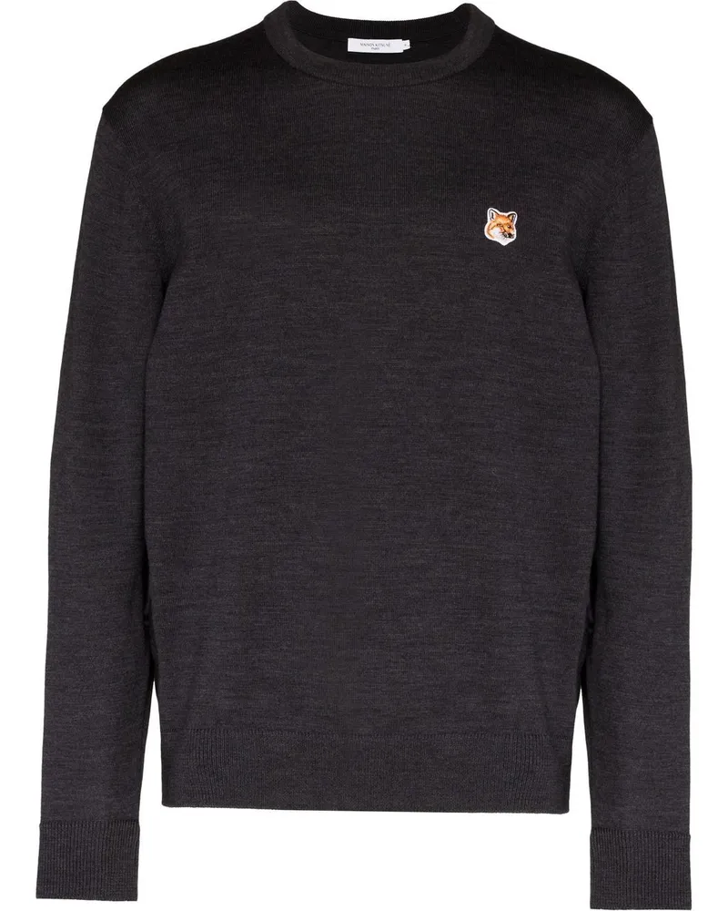 Kitsuné Pullover mit Fuchskopf - Grau Grau