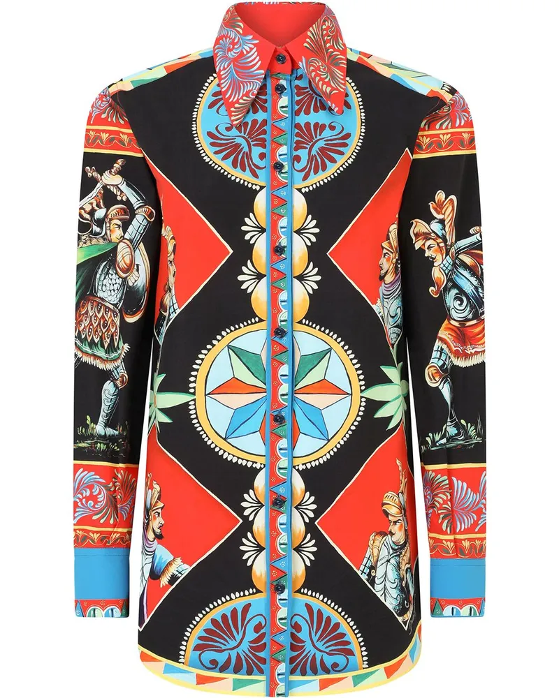 Dolce & Gabbana Popeline-Hemd mit Carretto-Print - Schwarz Schwarz