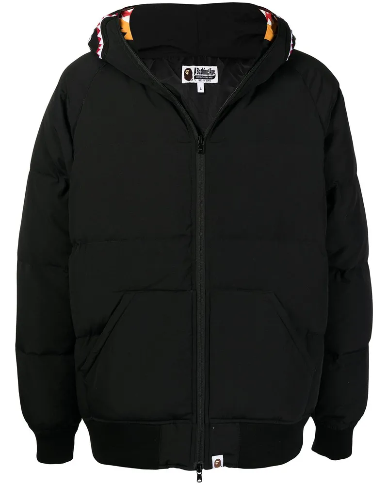 BAPE Gefütterte Kapuzenjacke mit Print - Schwarz Schwarz