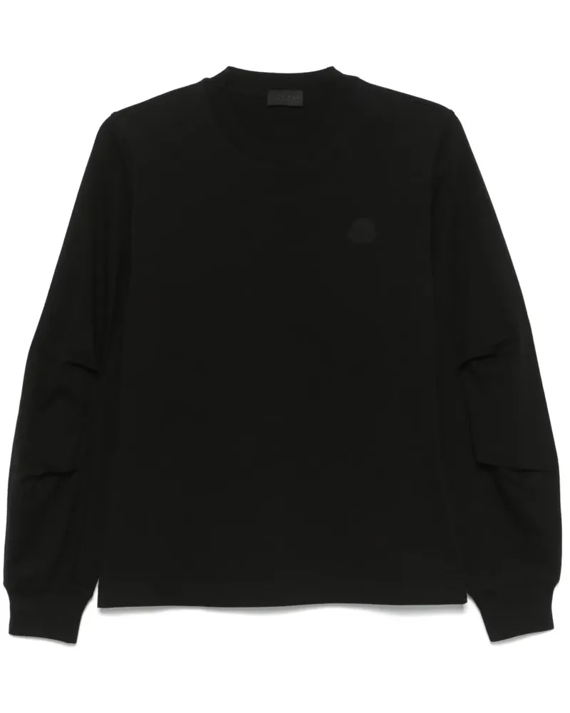 Moncler T-Shirt mit Faltenärmeln - Schwarz Schwarz
