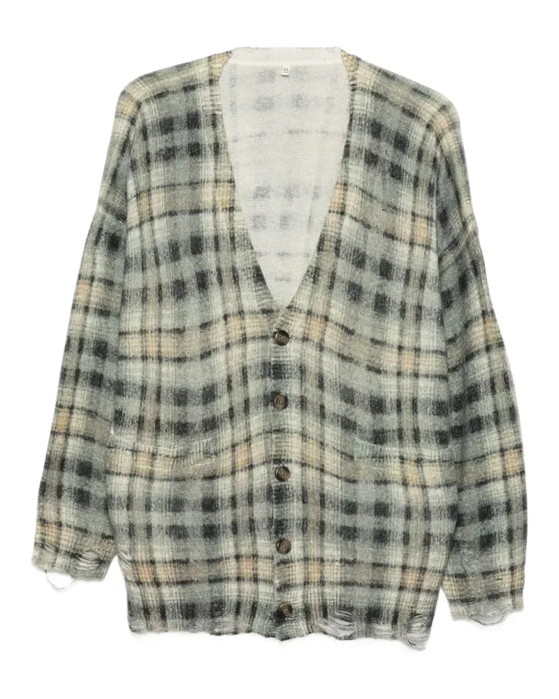 R13 Karierter Cardigan im Distressed-Look - Grau Grau