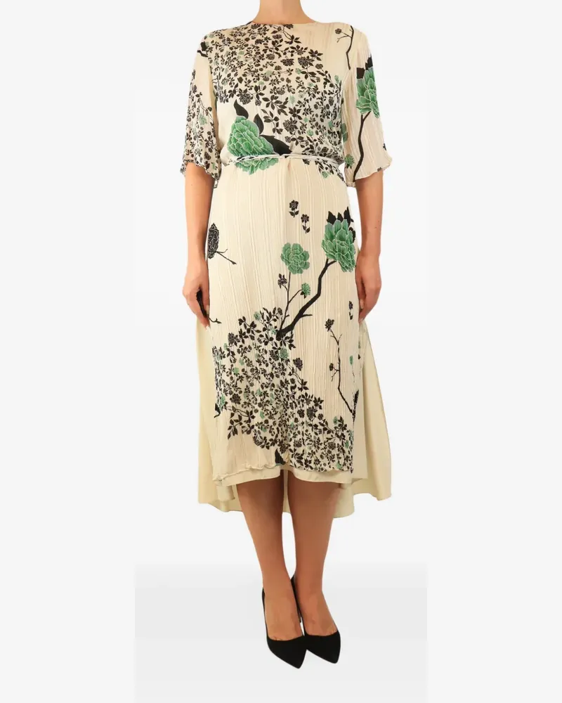 Victoria Beckham Midikleid mit Blumenprint - Nude Nude