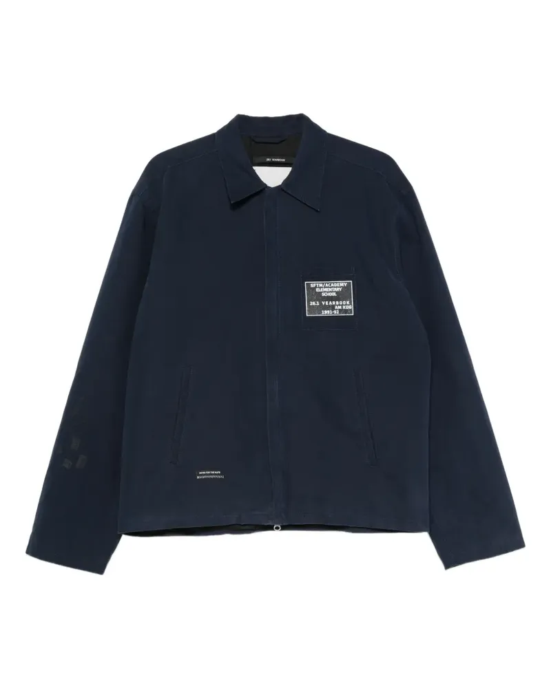 Song For The Mute logo-patch zip-up jacket - Blau Blau