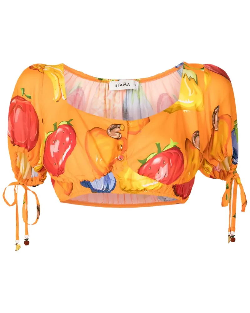 Amir Slama Bluse mit grafischem Print - Orange Orange