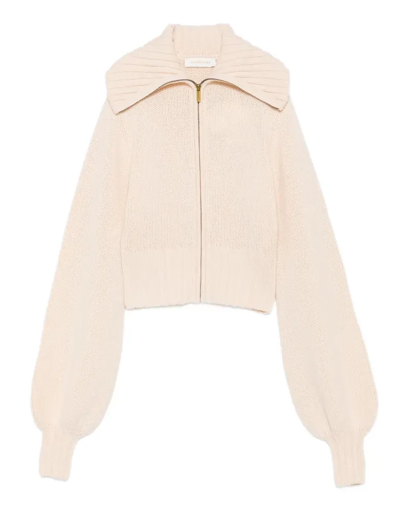 Zimmermann ribbed-knit zip-fastening cardigan - Nude Nude