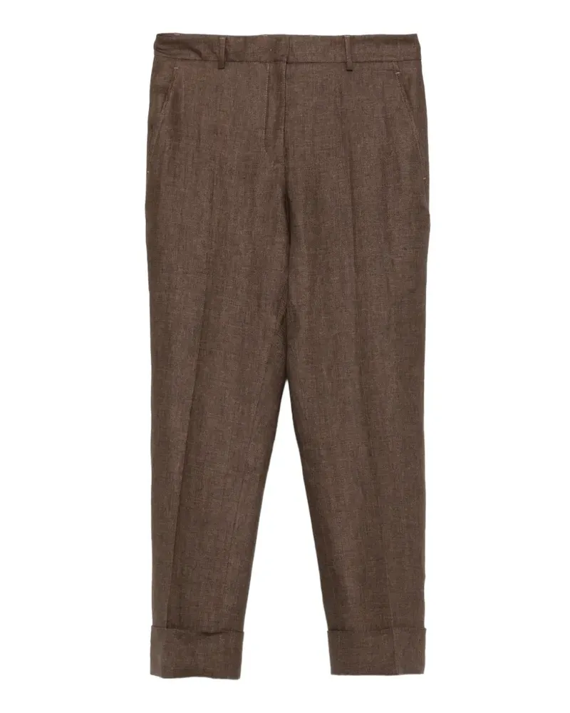 Incotex pressed-crease turned-up trousers - Braun Braun