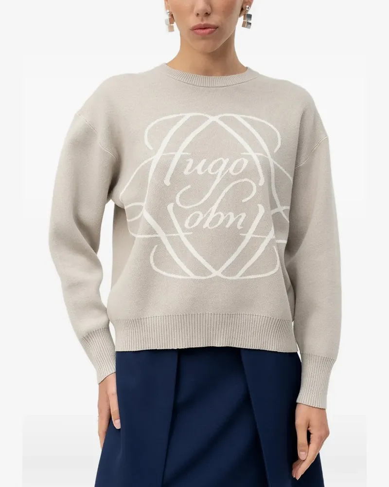 HUGO BOSS Pullover mit Logo-Intarsie - Nude Nude