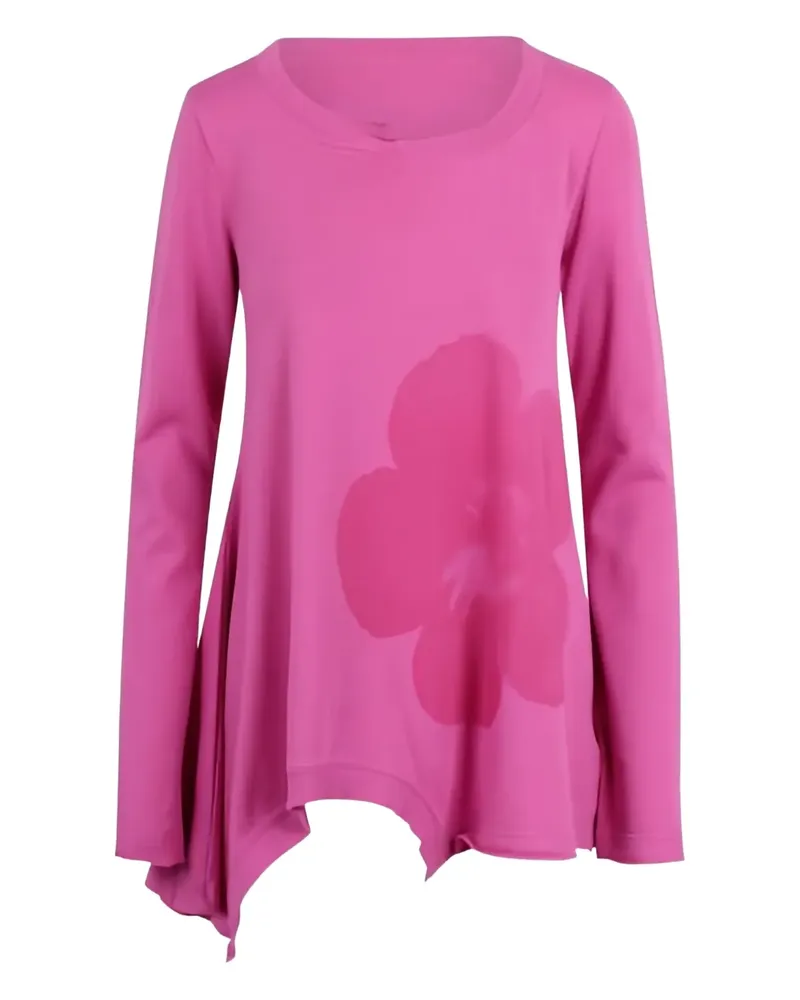 Studiorundholz Asymmetrischer Jersey mit Blumen-Print - Rosa Rosa