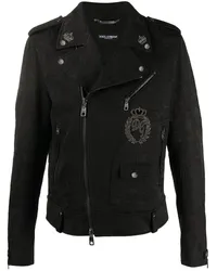 Dolce & Gabbana Bikerjacke mit Brokatmuster Schwarz