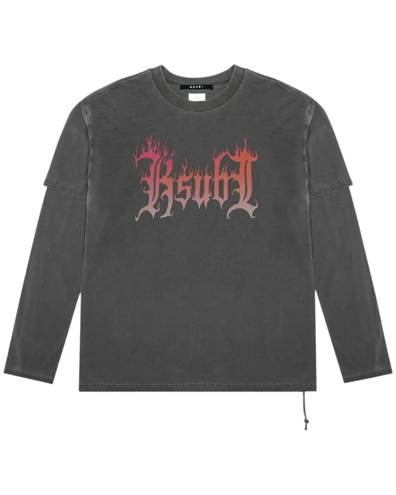 ksubi Fuego T-Shirt im Layering-Look - Schwarz Schwarz