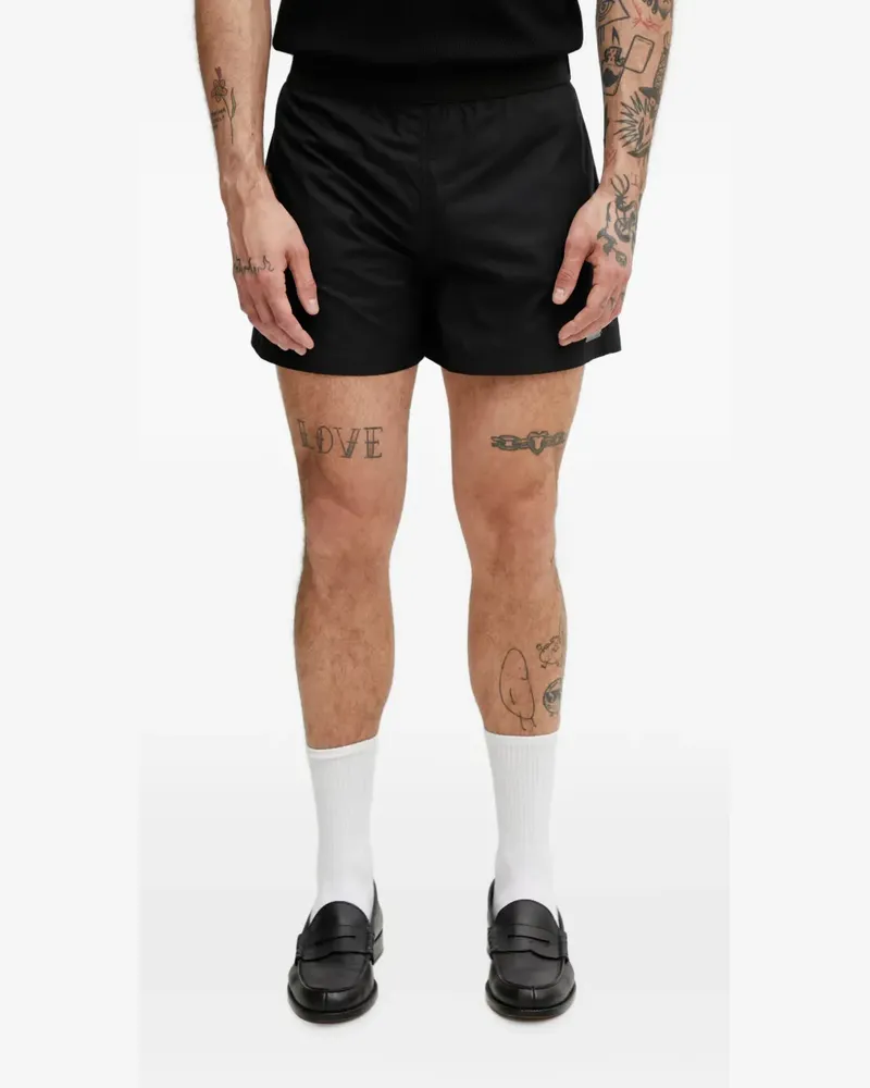 Heliot Emil logo-plaque elasticated-waist shorts - Schwarz Schwarz