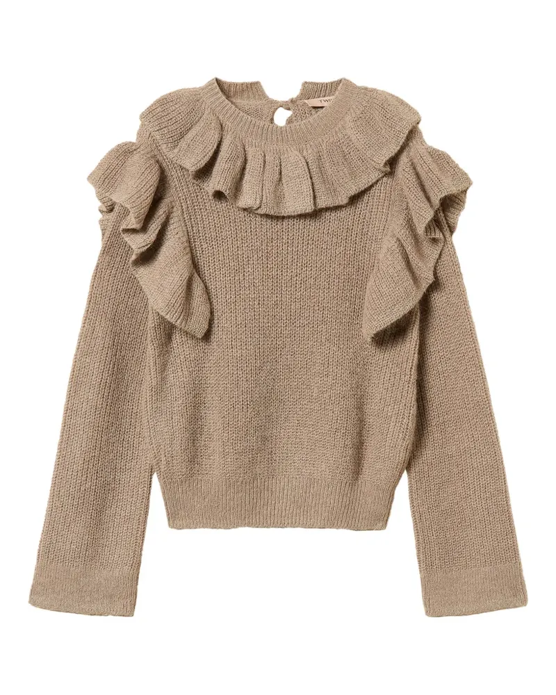 Twin-Set Pullover mit Lurex-Garn und Rüschen - Nude Nude