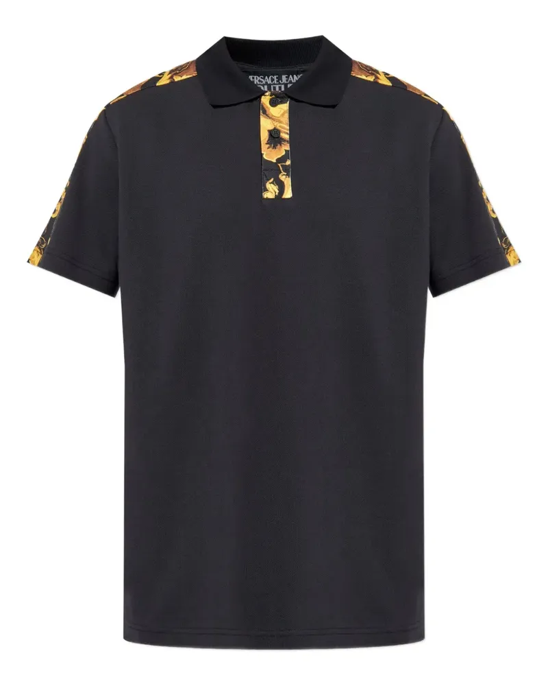 Versace Jeans Poloshirt mit barockem Print - Schwarz Schwarz