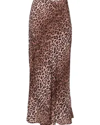 RIXO Kelly Seiden-Midirock mit Leoparden-Print Braun