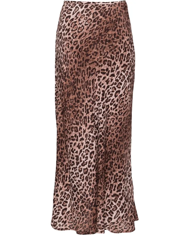 RIXO Kelly Seiden-Midirock mit Leoparden-Print - Braun Braun