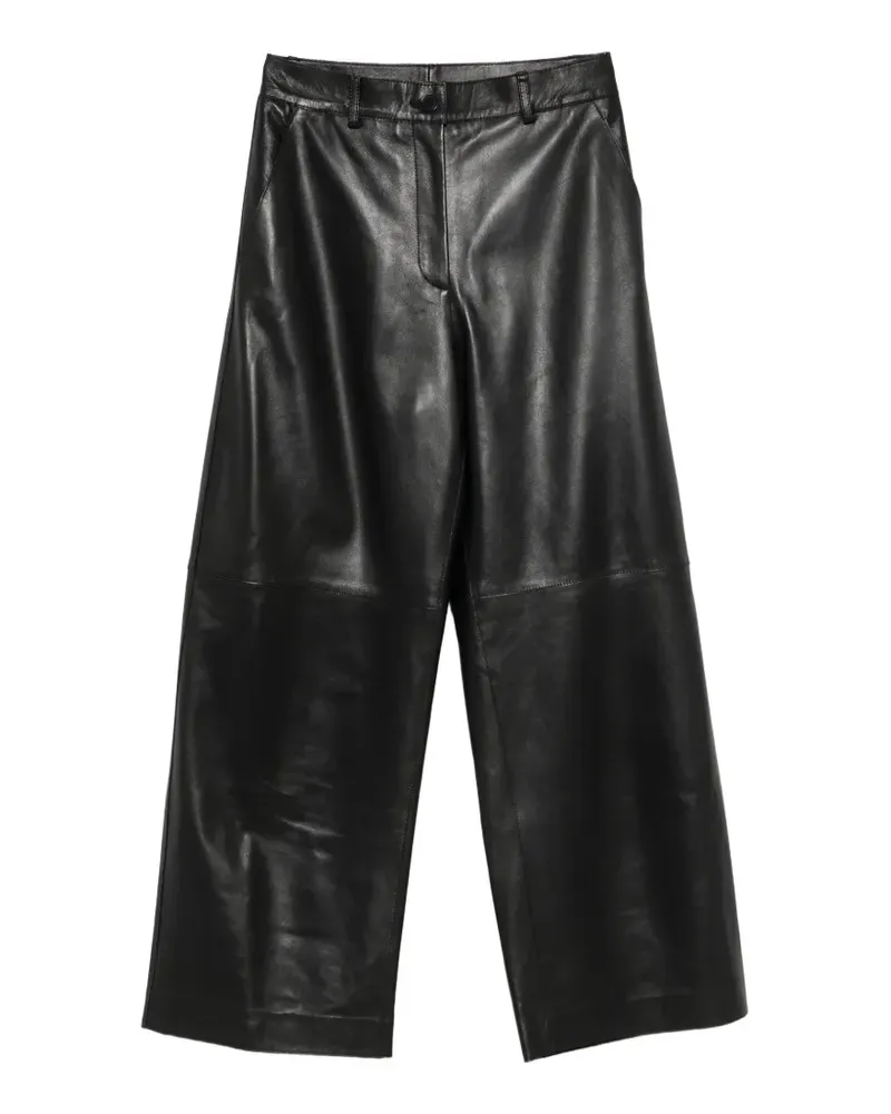 P.A.R.O.S.H. P.A.R.O H. Lederhose mit weitem Bein - Schwarz Schwarz