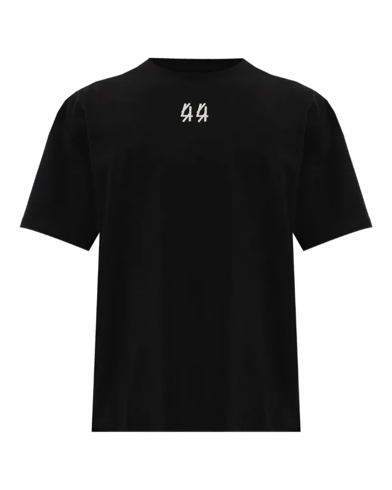 44 LABEL GROUP Darkened Skull logo-print graphic-back T-shirt - Schwarz Schwarz