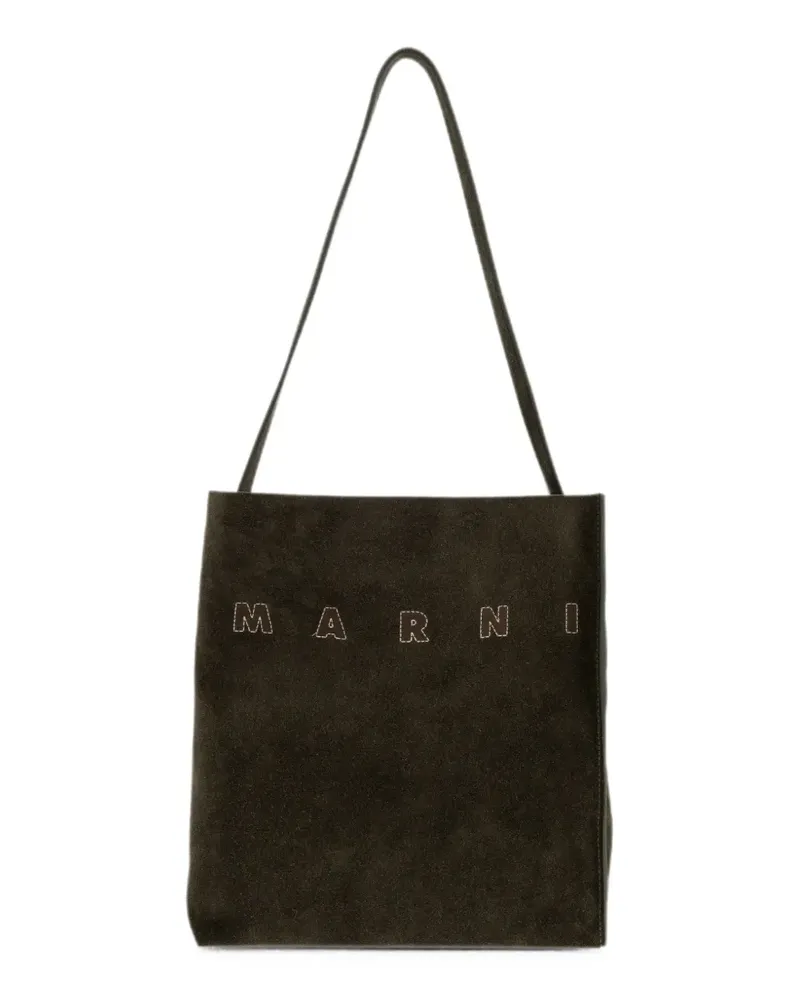 Marni Museo logo-embroidered suede tote bag - Grün Grün