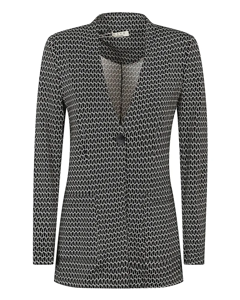 SIYU geometric-print button jacket - Schwarz Schwarz